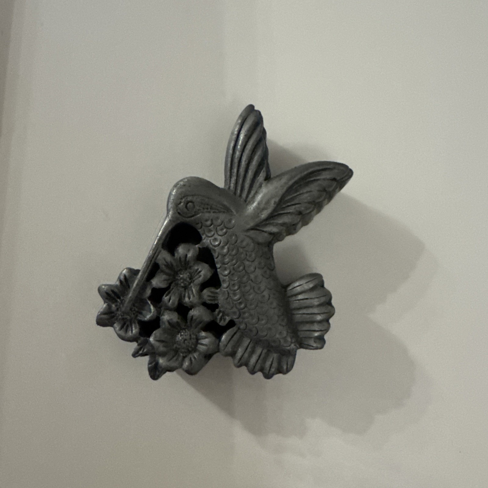 Vtg Torino Pewter Hummingbird Mini Trinket Box Brooch